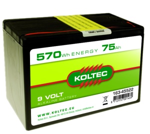 Batterij 9 volt 570 WH 75 AH, Alka