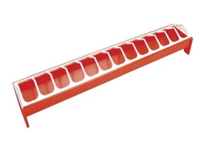 Voedertrog kippen plastic rood, 75x12cm